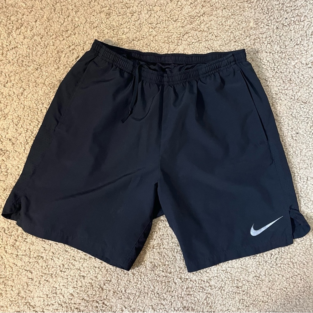 Nike Black 7” Dri Fit Running Shorts w/Brief Liner M